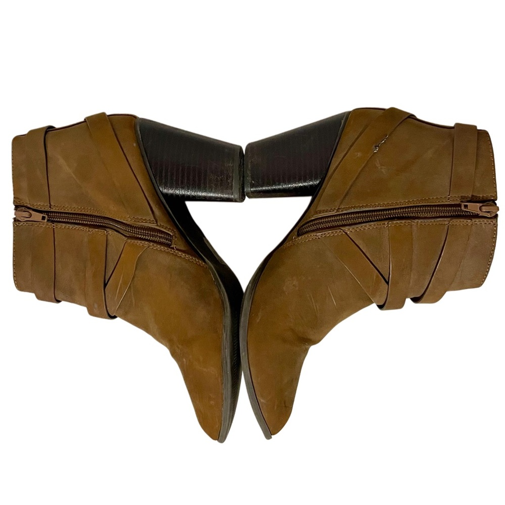 Dark Brown Casual High Heel Buckled Booties Ankle Boots Side Zipper Size 9 - Picture 11 of 15